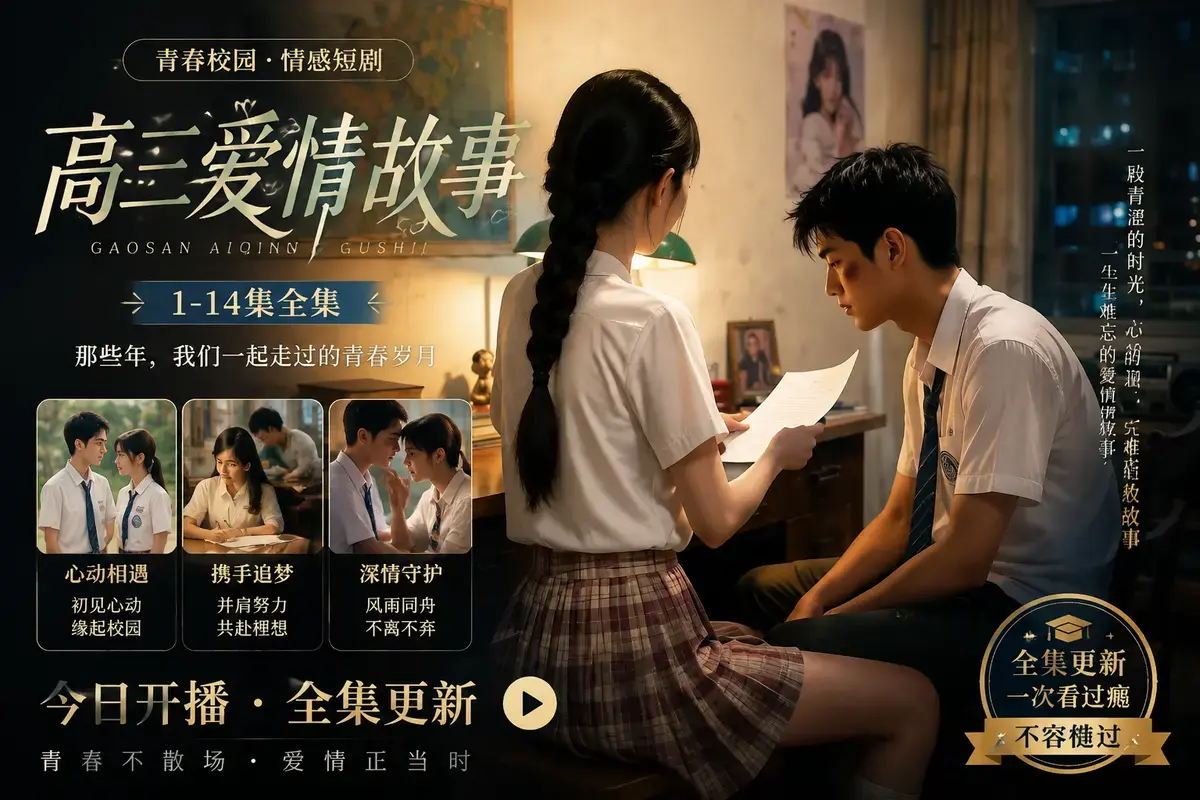 AI短剧,B中爱情故事,高三爱情故事,剧情梳理,结局彩蛋相关资源图片